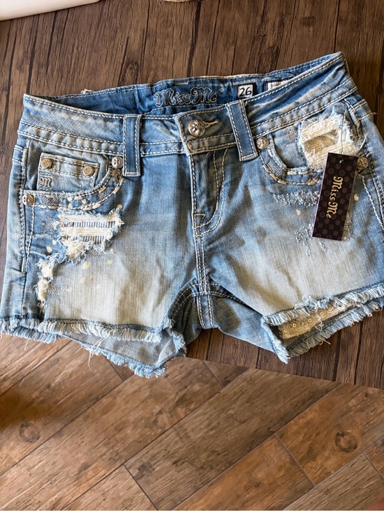 Miss Me Pants - Miss Me Light Wash Distressed Denim Shorts with Rhinestone Trim